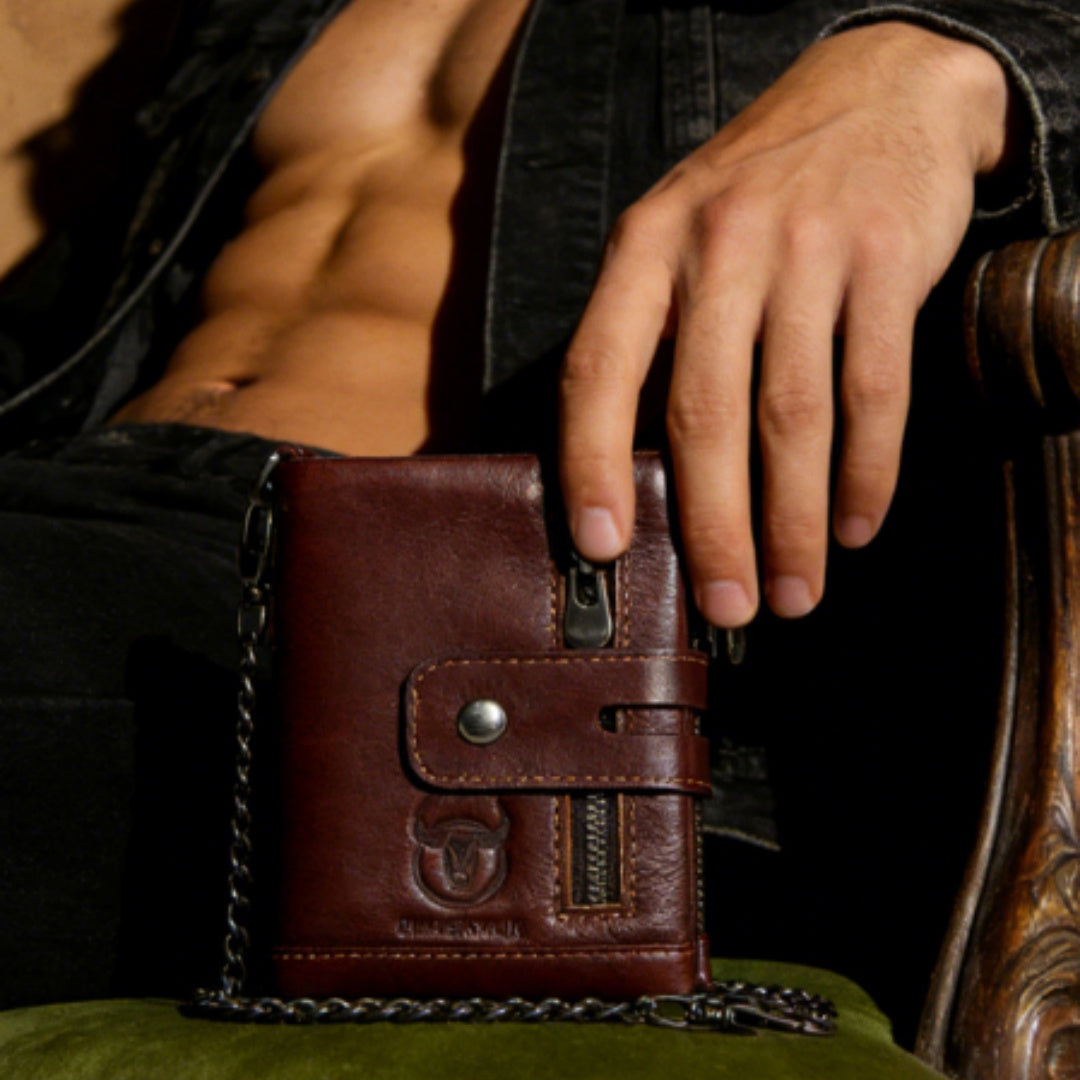 Captain Bull Mens Genuine Leather Phone Holder Wallet, Multi-functional