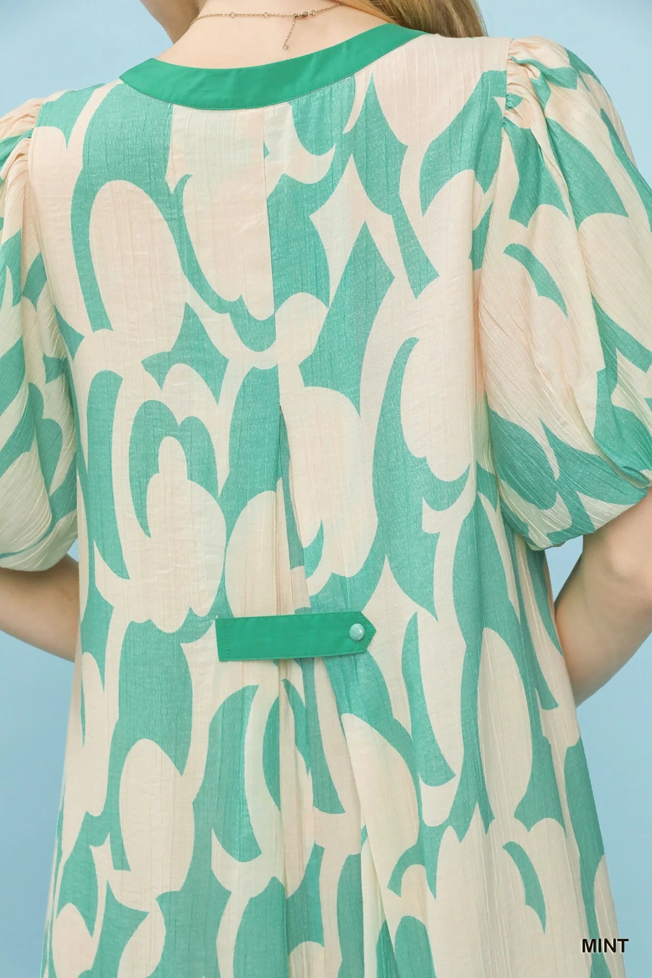 Umgee Abstract Print Puff Sleeve Shift Dress