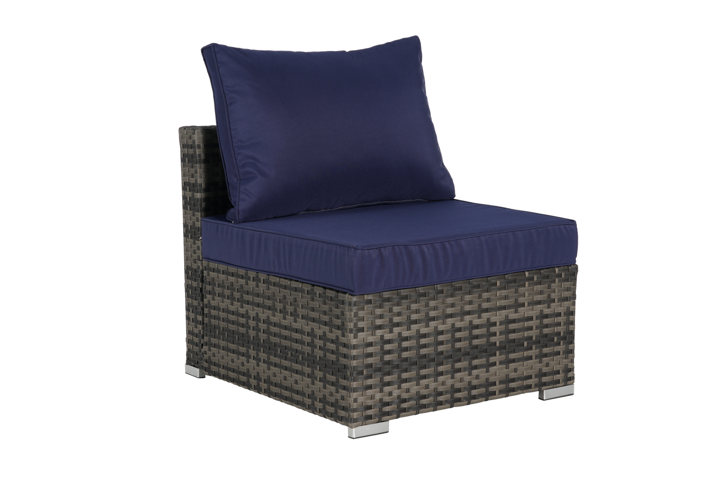 Outdoor Sectional Set PE Rattan Steel Dark Blue 8 Piece Seats 8 380 LB