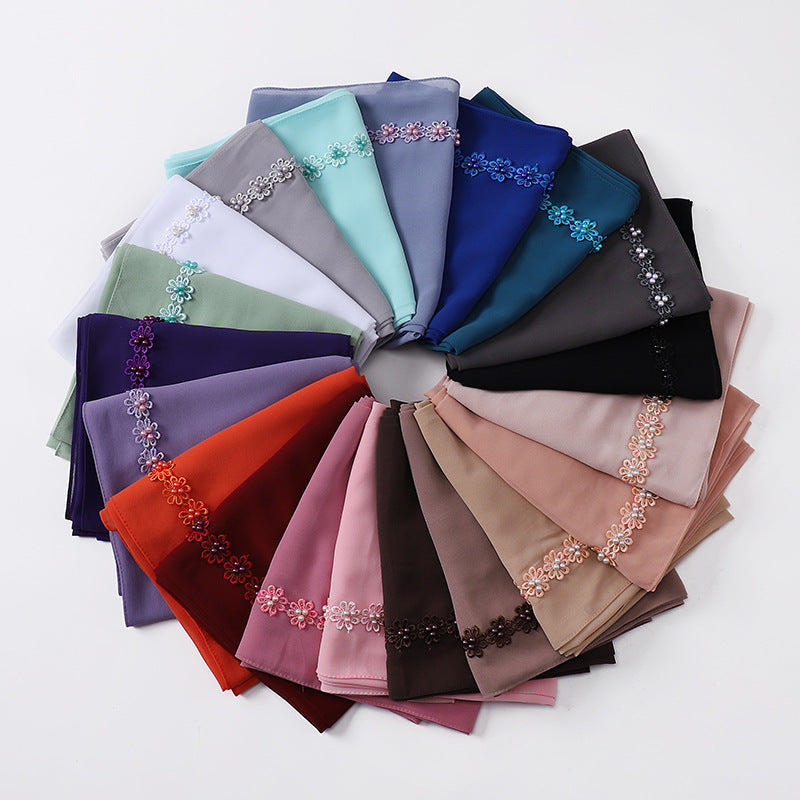 Pearl Chiffon Nail Pearl Decorative Headscarf