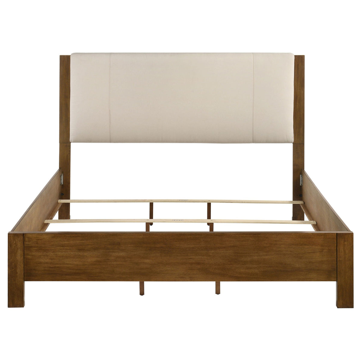 Adderley Eastern King Wood Panel Bed Cream and Warm Brown
