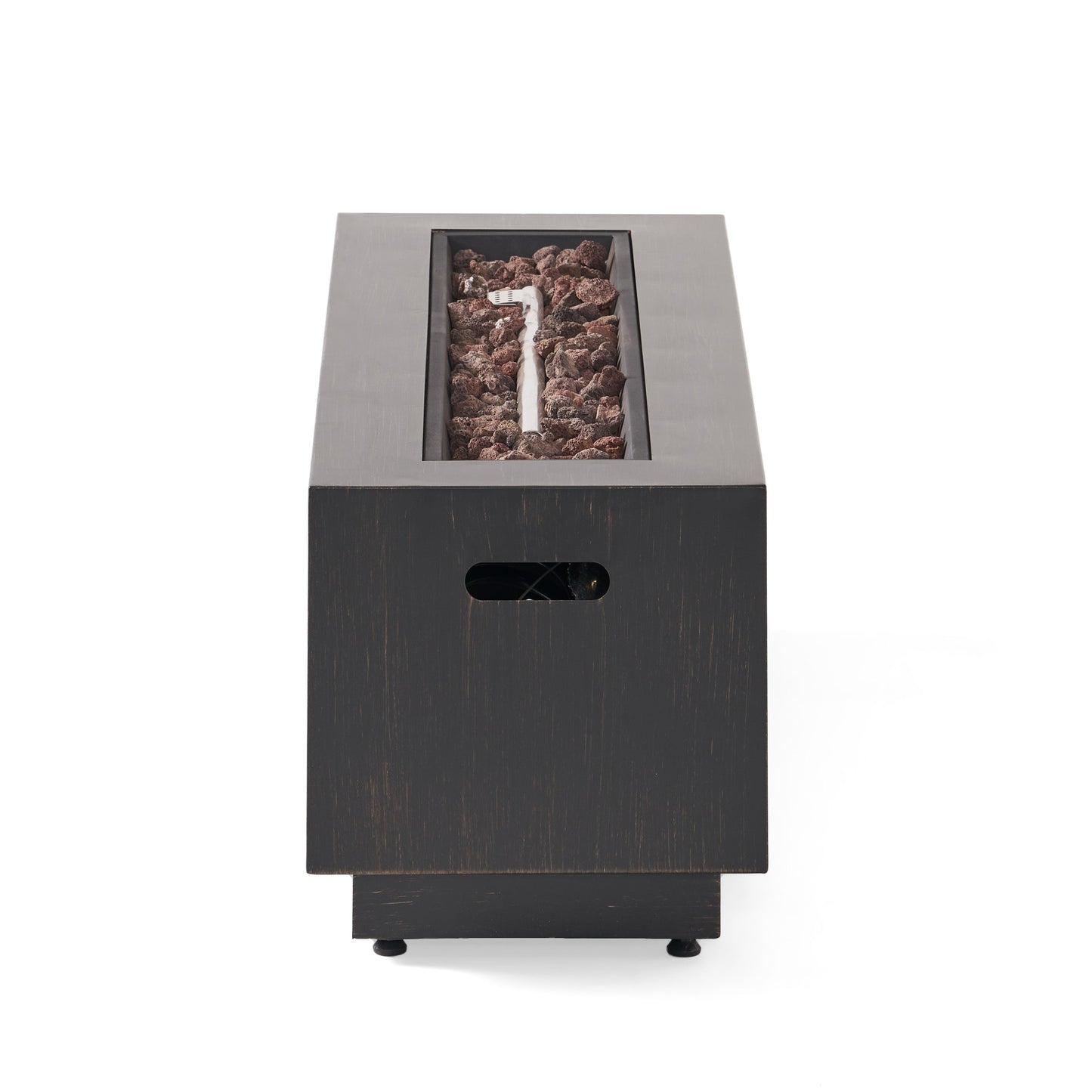 Modern 40 in Outdoor Iron Propane Fire Pit, 50,000 BTU, Sleek Design, Dark Brown