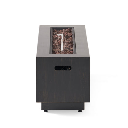 Modern 40 in Outdoor Iron Propane Fire Pit, 50,000 BTU, Sleek Design, Dark Brown