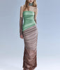 Collision Color Splicing Halter Dress Sexy Hot Girl Tight High Waist One Neck Long Dress