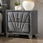 Gray Fabric Upholstered Nightstand, Chrome Legs, Bedroom Bedside Table