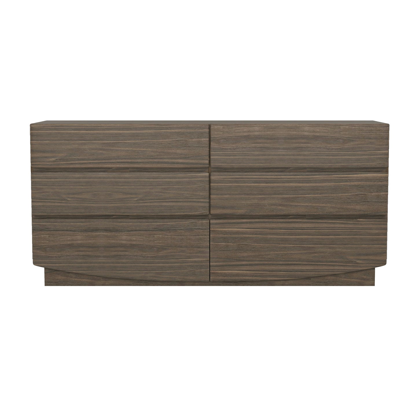 Dresser Minimalist 6-Drawer Walnut MDF Handleless Wood Grain 72x20 In