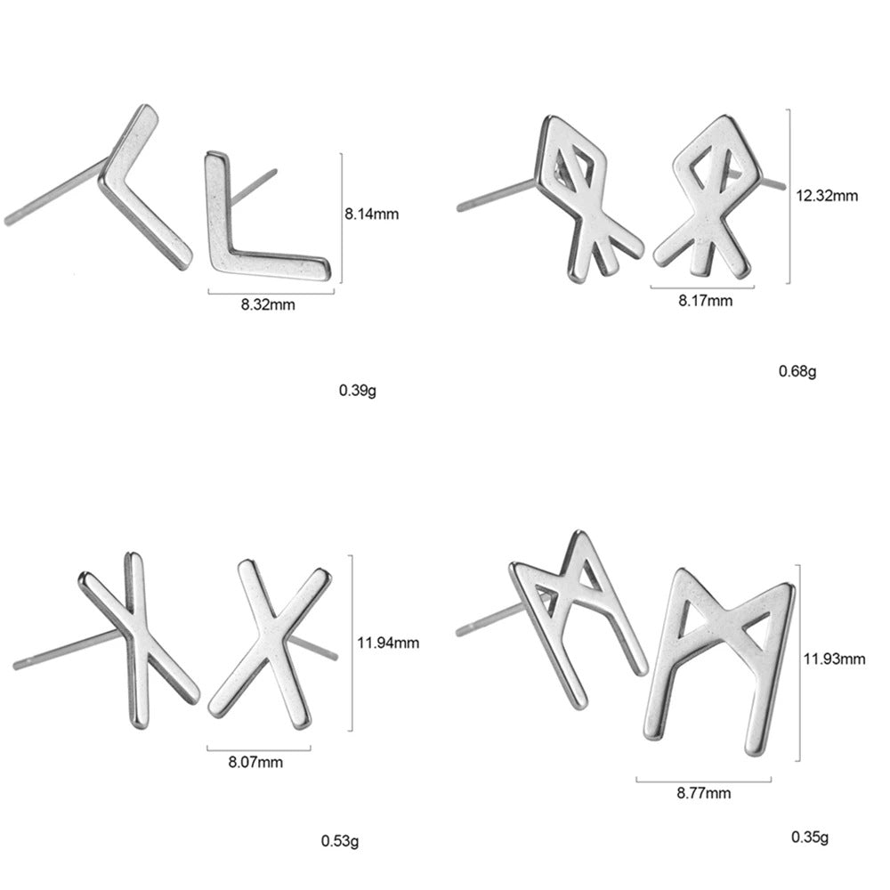 Nordic Rune Letter Earrings Made Of Stainless Steel