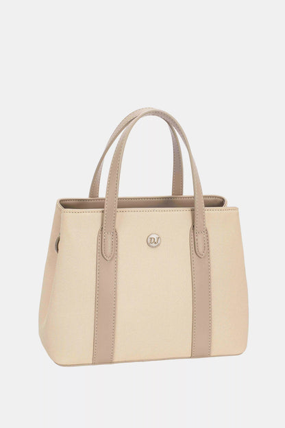 David Jones Canvas Handbag with Leather Trim