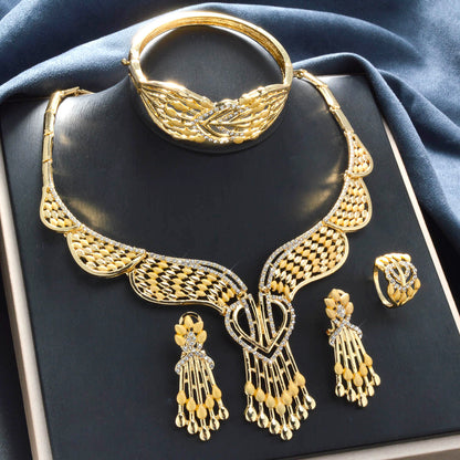 Copper Figaro Chain Jewelry Set with Necklace, Bracelet, Ring and Earrings