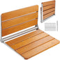Shower Seat Folding Wall-Mounted Teak Wood 500 LB 20.9x16 In Space-Saving