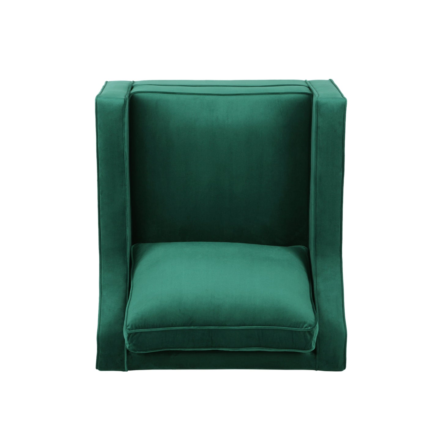 Club Chair Contemporary Velvet Green Birch Legs 31x34x34 In Tonal Piping
