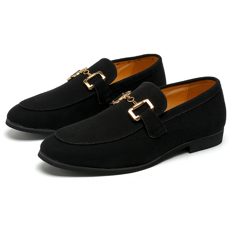 Mens Casual Leather Shoes With Metal Buckles