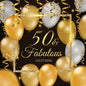 50th Birthday Guest Book: Keepsake Gift for Men and Women Turning 50 - Black and Gold Themed Decorations & Supplies, Personalized Wishes, Sign-in, Gif - Paperback