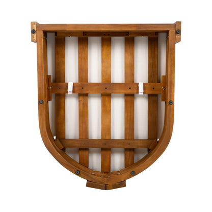 Outdoor Club Chair Acacia Wood Tub Shape Teak Beige Cushion