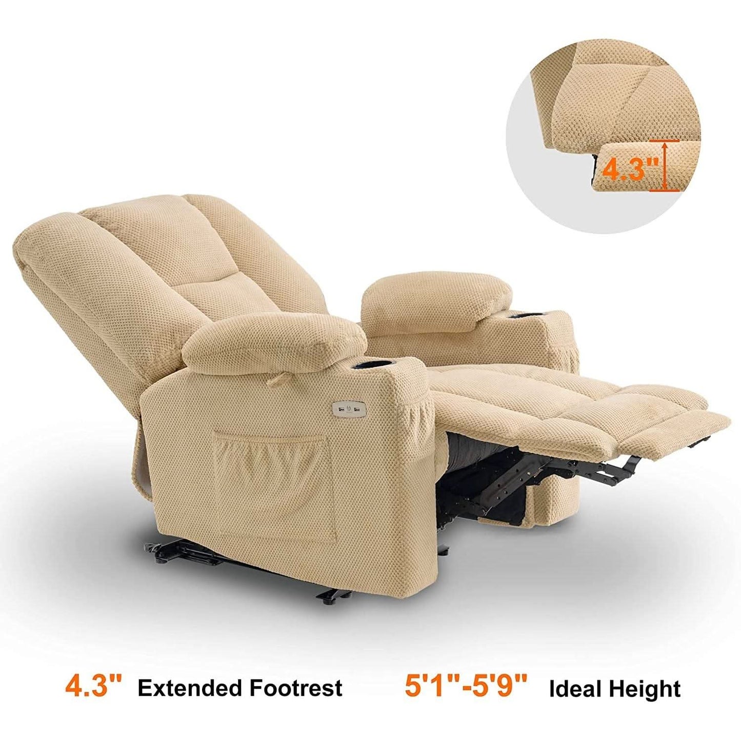 Fabric Electric Recliner Chair With Heat Remote Control