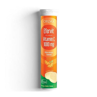 Efervit Vitamin-C 1000 mg Effervescent Tablets - Boosts Immune System, Orange Flavored Dietary Supplement