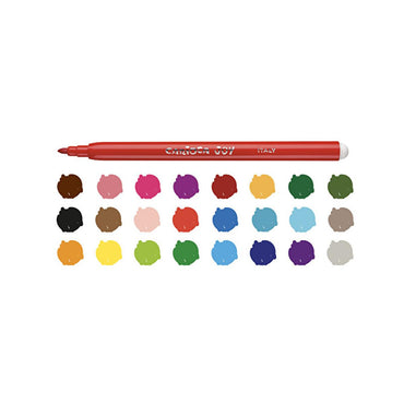 Carioca Joy Washable Felt-Tip Pens for Kids - 24 Pack, Italian-Made, Super Washable Ink, Fine Tip