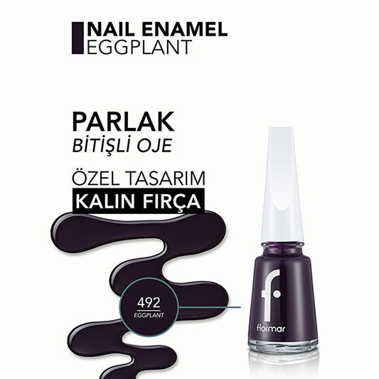 Flormar Long-lasting Nail Enamel 492 Eggplant - Nail Care & Beauty