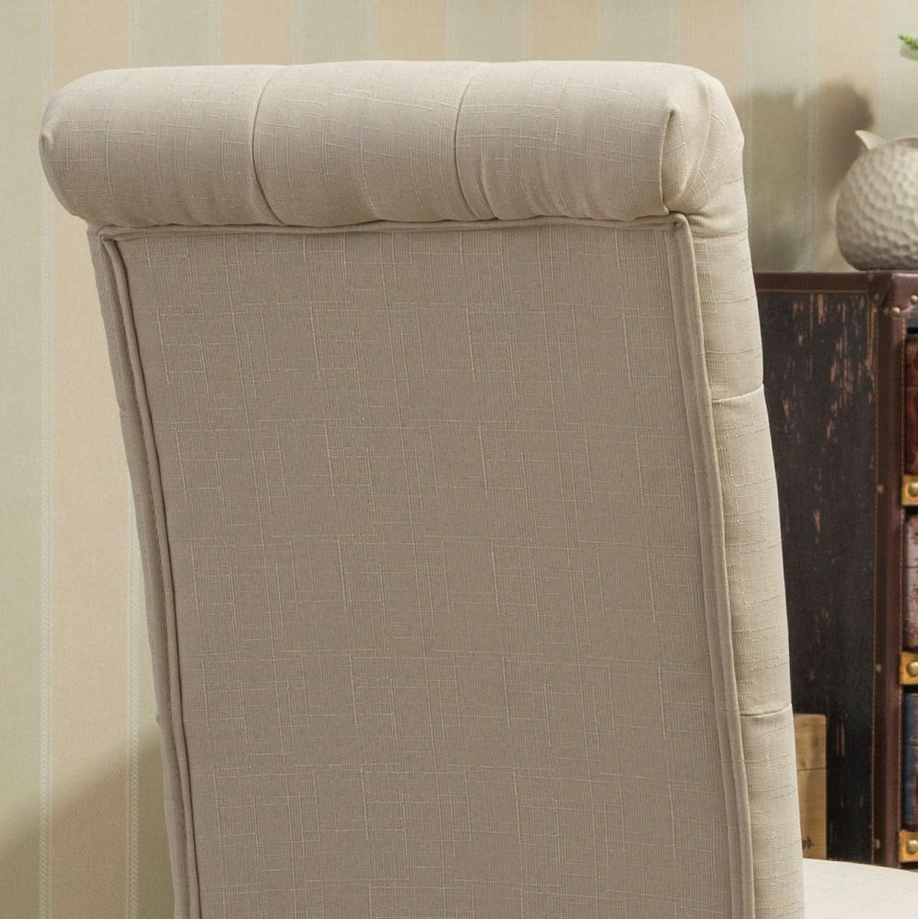 Tan Solid Wood Tufted Parsons Dining Chair Set Of 2