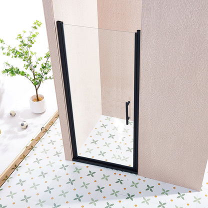 34-35.5in W x 75in H Pivot Single Swing Shower Door, Matte Black, 6mm Glass