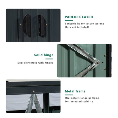 Outdoor Garbage Bin Shed Galvanized Steel Charcoal 2 Cans