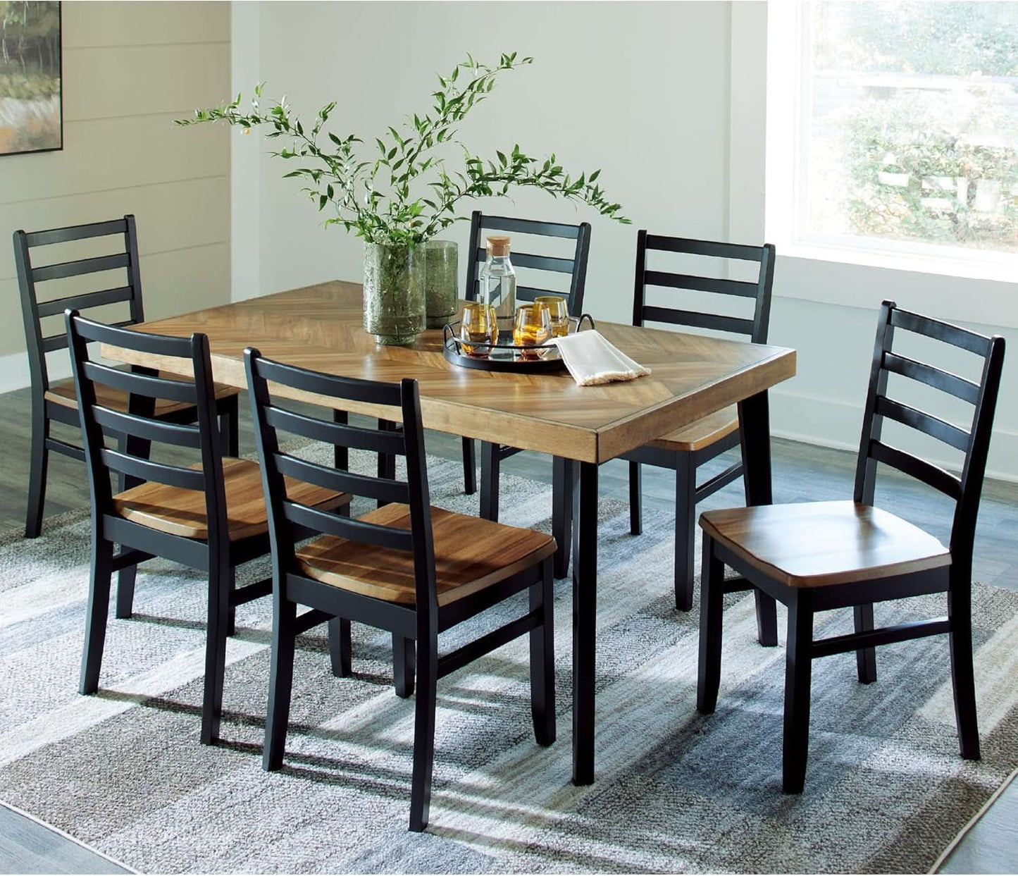 Blondon 60 Inch Solid Wood Dining Set Brown Finish Durable Construction