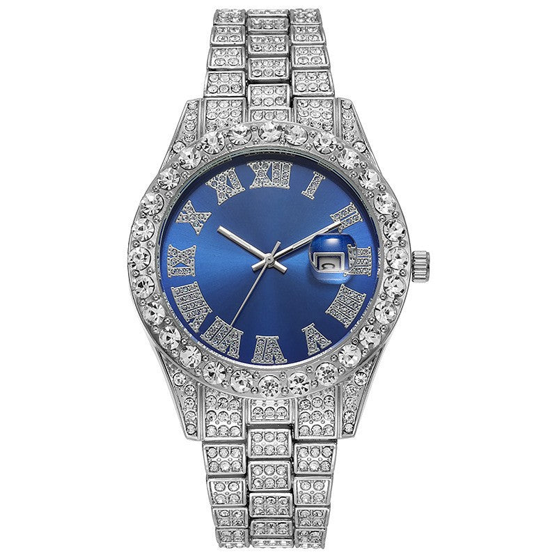 Men's Steel Strap Hip-hop Roman Quartz Watch