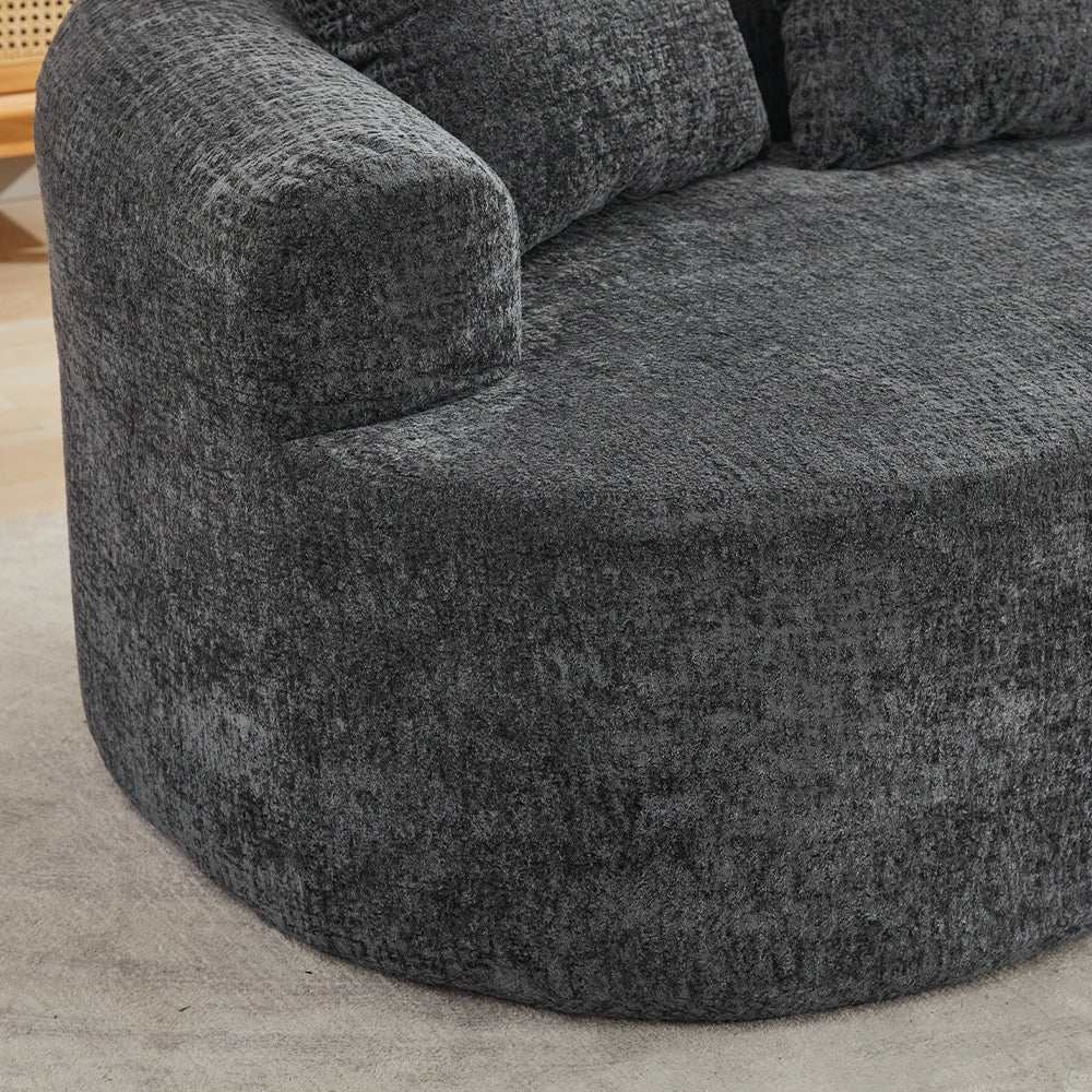 Loveseat Curved Chenille Gray Deep Seat 3 Pillows No Assembly 63 In 300 LB