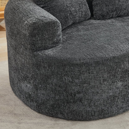 Loveseat Curved Chenille Gray Deep Seat 3 Pillows No Assembly 63 In 300 LB