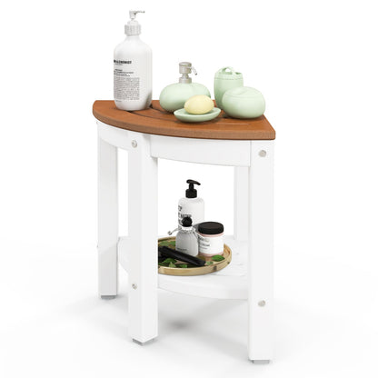 Heavy Duty Corner Shower Bench Stool with Storage Shelf for Shaving Legs