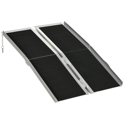 Wheelchair Ramp Aluminum 4 Ft Folding Non-Slip Side Rails 594 LB Portable