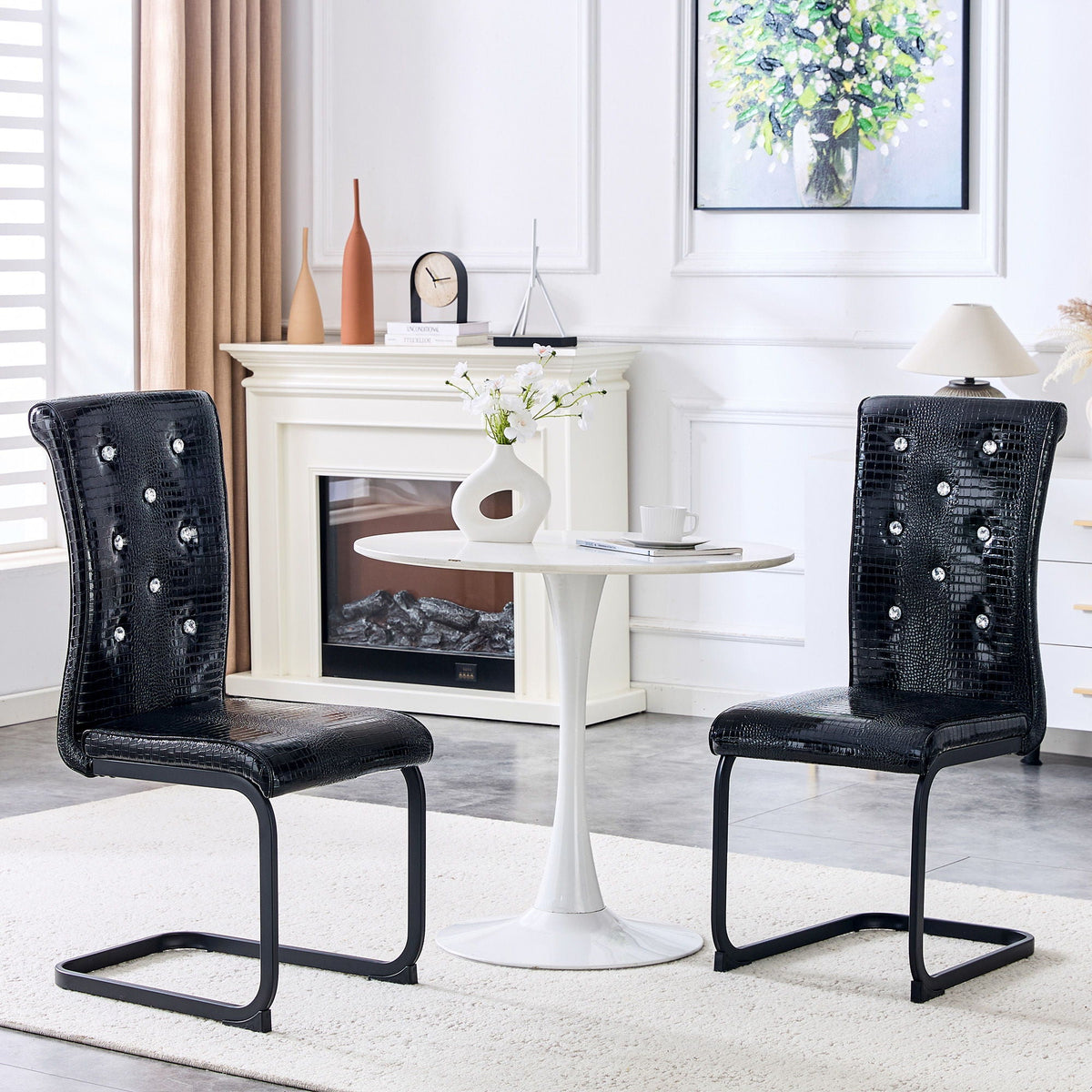 Alligator Skin Upholstered Dining Chairs