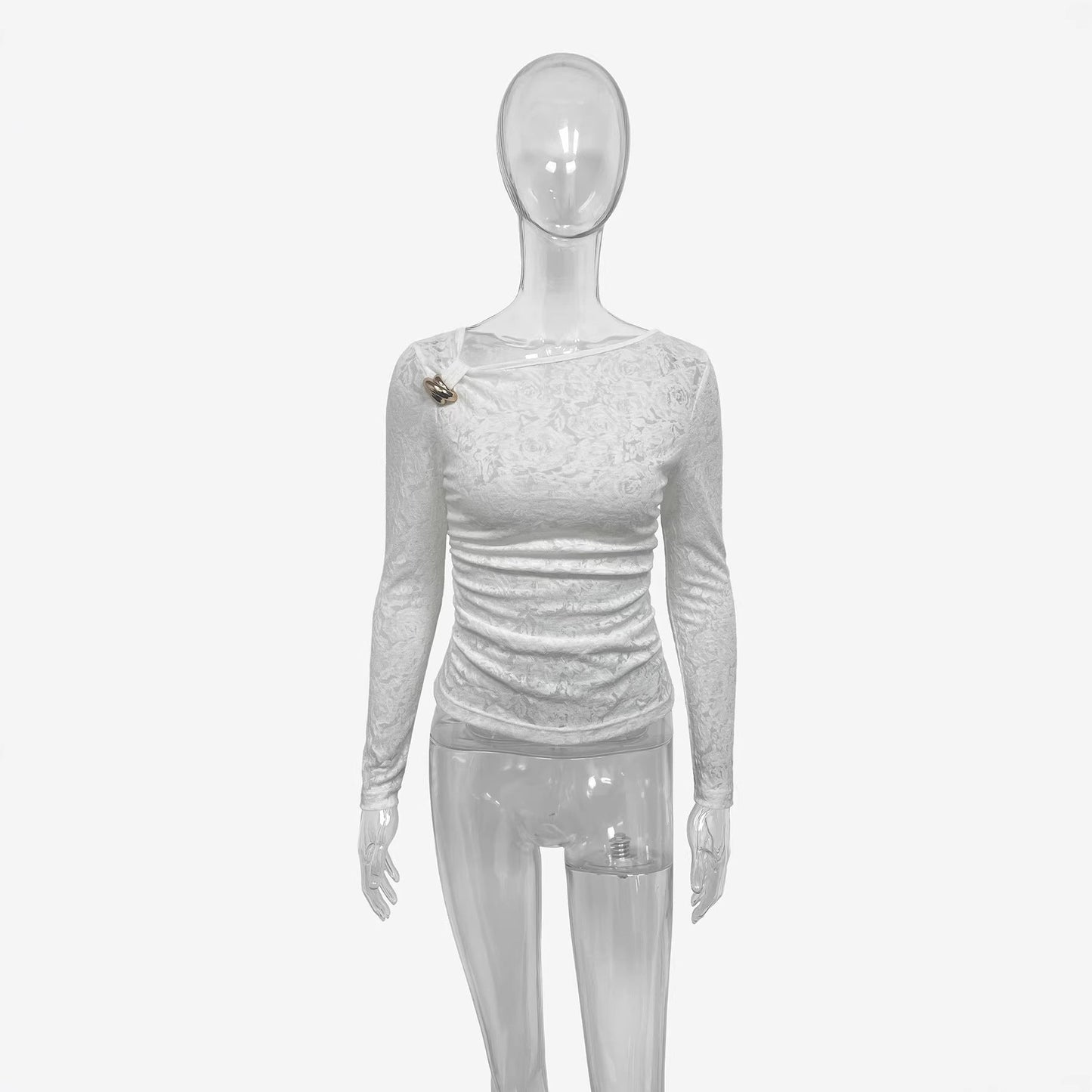 New Womens Versatile Long-sleeve Top With An Irregular Sheer Design