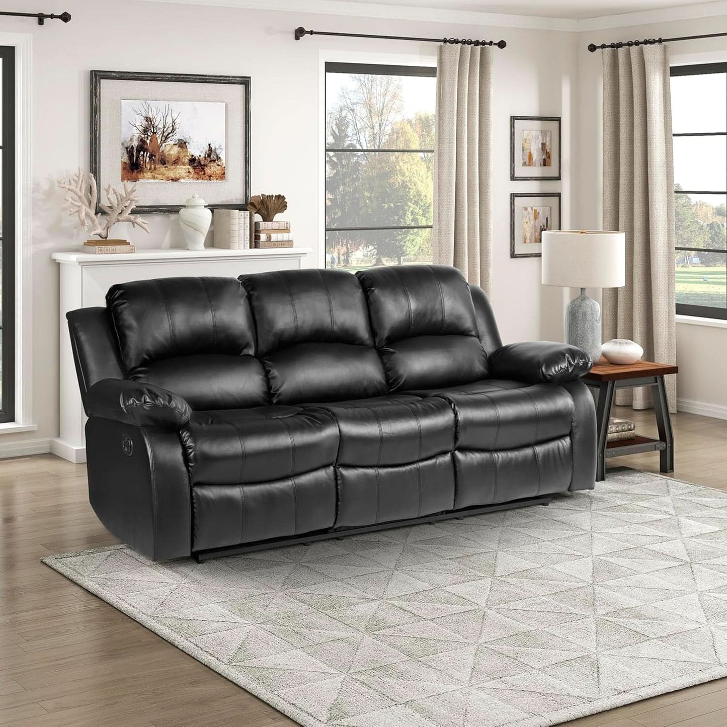 Humphreys Double Reclining Loveseat Black Faux Leather