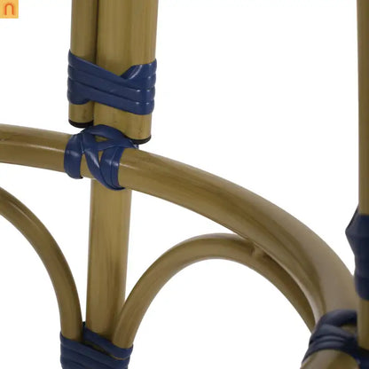 Outdoor Bar Stool PE Rattan 29.5" Navy Blue Set of 2