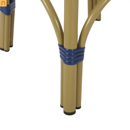 Outdoor Bar Stool PE Rattan 29.5" Navy Blue Set of 2