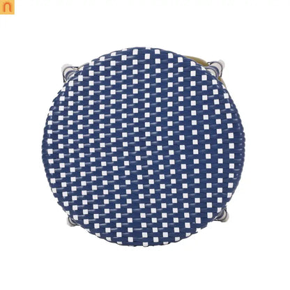 Outdoor Bar Stool PE Rattan 29.5" Navy Blue Set of 2