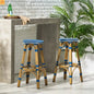 Outdoor Bar Stool PE Rattan 29.5" Navy Blue Set of 2