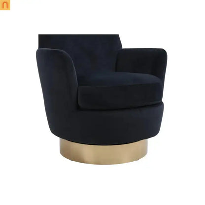 Accent Chair Barrel Swivel Velvet Charcoal Gold Base 300 lb 29in