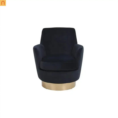 Accent Chair Barrel Swivel Velvet Charcoal Gold Base 300 lb 29in