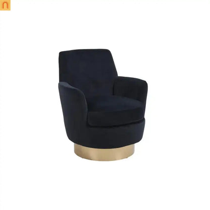 Accent Chair Barrel Swivel Velvet Charcoal Gold Base 300 lb 29in
