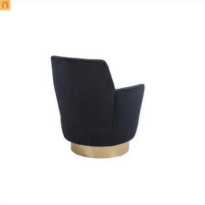 Accent Chair Barrel Swivel Velvet Charcoal Gold Base 300 lb 29in