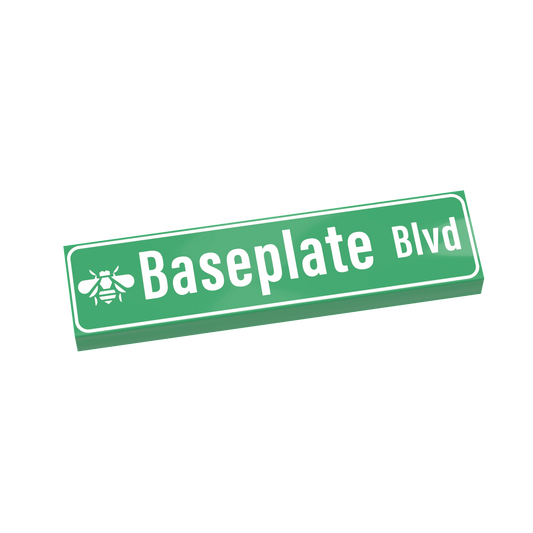 Baseplate Blvd Street Sign - Custom Printed 1x4 Tile - Made with LEGO® Parts