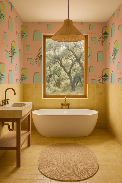 Pueblo Window Wallpaper, peach