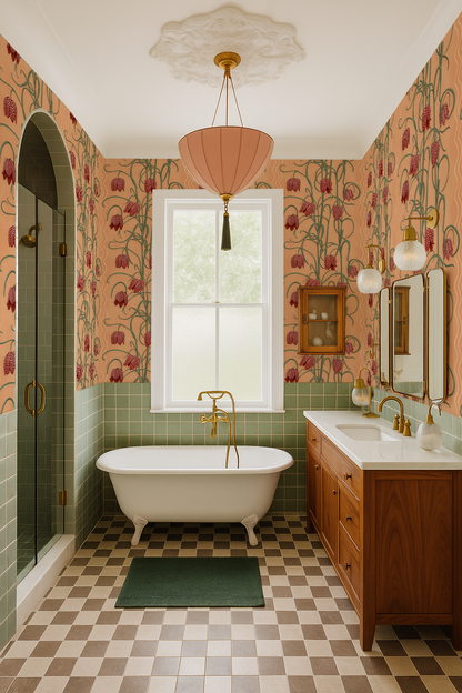 Campanas Wallpaper, peach and rust