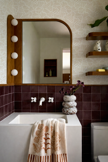 Simple Stripes Wallpaper, white and tan