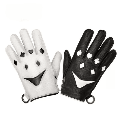 BAUVIRT™ Clown Face/Smiley Face Deers Leather Vintage Motorcycle Gloves