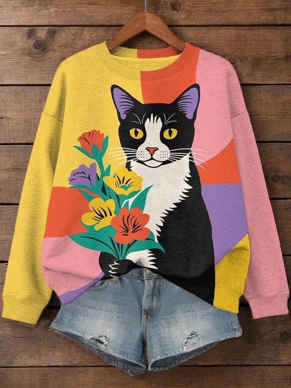 Fashionable Printed Sweatshirt With Long Sleeves