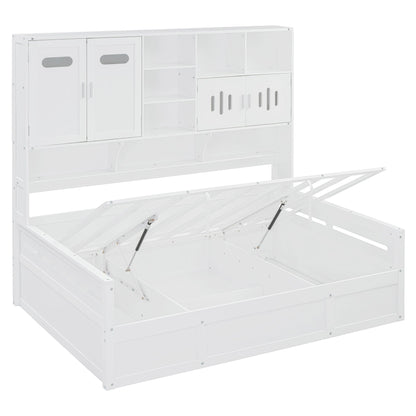 Daybed With All-In-One Cabinet And Shelf