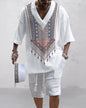 Casual Printing Suit Men's Summer Loose Short Sleeve T-shirt Shorts Set